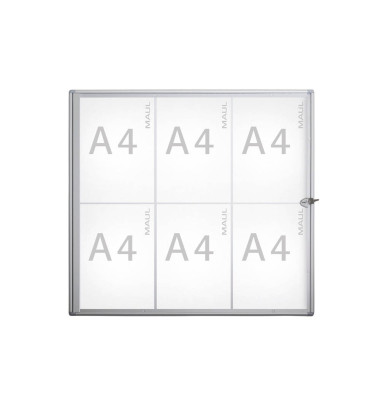 Schaukasten extraslim 6 x A4 extraflach Metallrückwand weiß, silber magnetisch