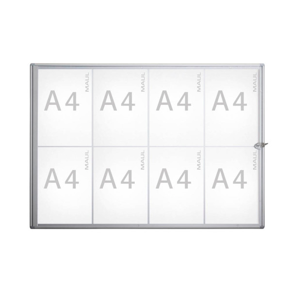 4002390058841 - Schaukasten extraslim 8 x A4 extraflach Metallrückwand weiß silber magnetisch 4002390058841 Maul