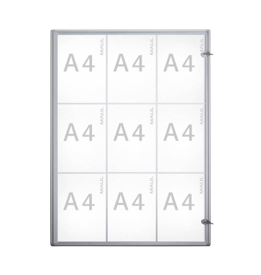 Schaukasten extraslim 9 x A4 extraflach Metallrückwand weiß, silber magnetisch