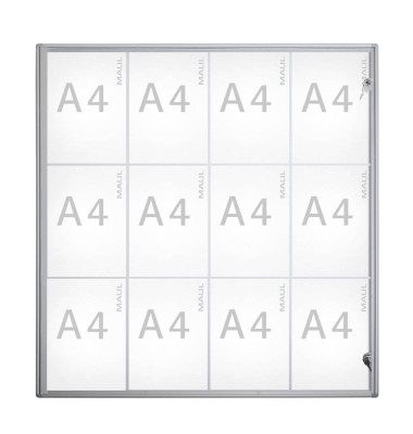 Schaukasten extraslim 12 x A4 extraflach Metallrückwand weiß, silber magnetisch