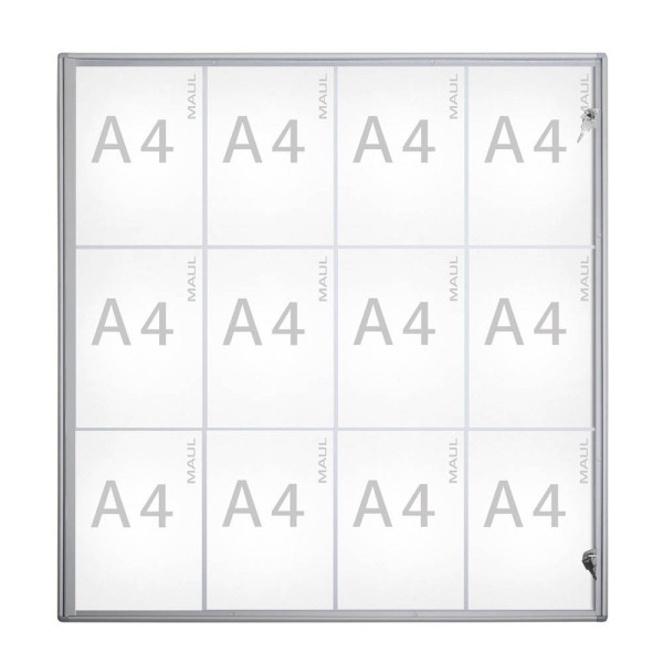 4002390058865 - Schaukasten extraslim 12 x A4 extraflach Metallrückwand weiß silber magnetisch 4002390058865 Maul