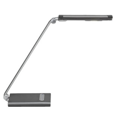 Schreibtischlampe MAULpure 820 22 95, LED, dimmbar, mit USB-Ladeanschluss, mit Standfuß, silber