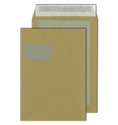 Versandtaschen, C4, mit Fenster, haftklebend, mit Papprückwand, 110g, braun