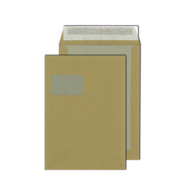 Versandtaschen 30022360 mit Papprückwand, C4, mit Fenster, haftklebend, 110g, braun