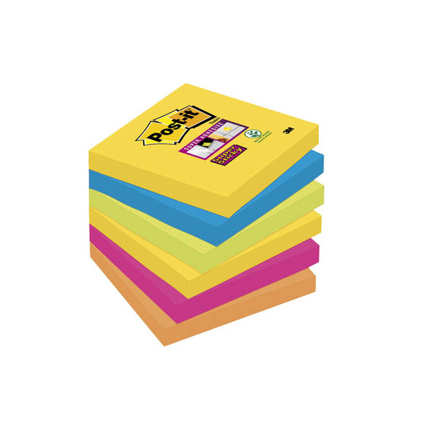 0051141400679 - AKTION Super Sticky Carnival Haftnotizen extrastark farbsortiert 6 Blöcke + GRATIS kinder Schokolade 12 St  1500 g