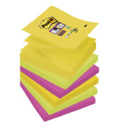 Haftnotizen R3306SR, Super Sticky Z-Notes Rio de Janeiro, 76x76mm, 3-farbig sortiert (ultragelb/limonengr&uuml;n/powerpink), ohne, Z-