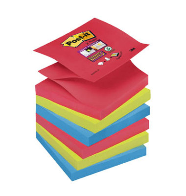 Haftnotiz Super Sticky Z-Notes sortiert 76x76mm 6x90 Bl