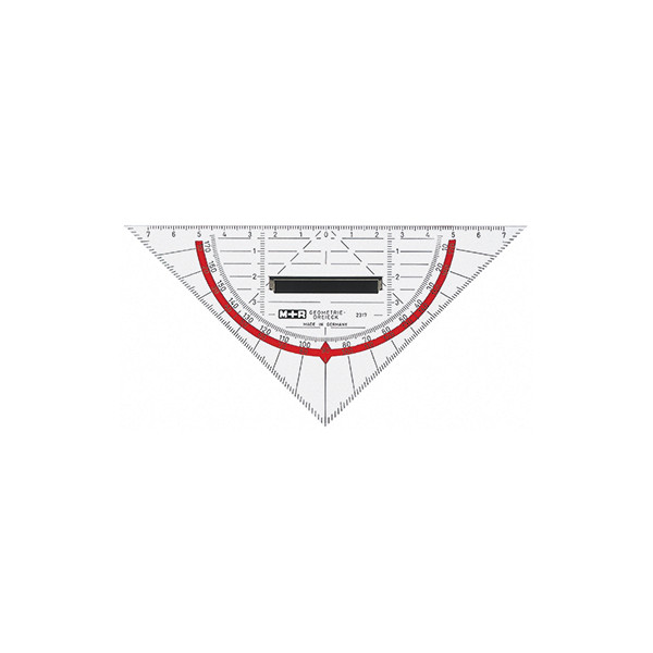 4004627408009 - Kunststoff-Geometriedreieck 23180100 glasklar 16cm mit Griff und Tuschekante 4004627408009 M+R
