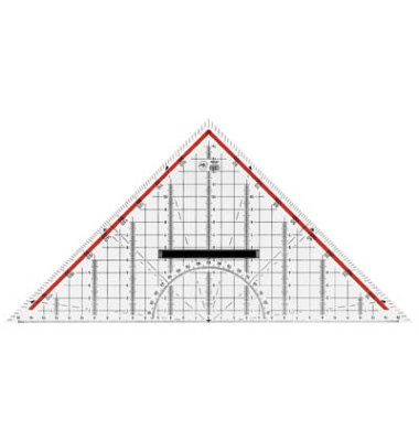 Kunststoff-Geodreieck 23320100 glasklar 32cm mit abnehmbarem Griff und Tuschekanten