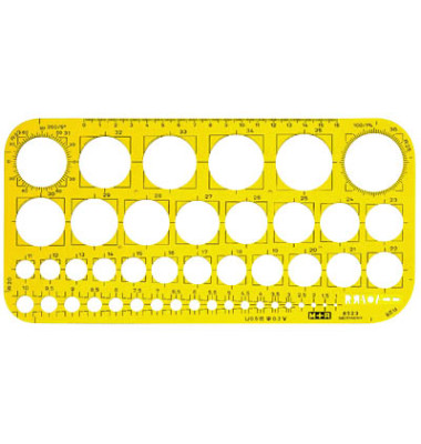 Kunststoff-Kreisschablone 785230670 gelb-transparent Ø 1-36mm