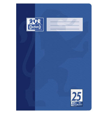 Schulheft 100050311, Lineatur 25 / liniert mit wei&szlig;em Rand / keine, A4, 90g, blau, 16 Blatt / 32 Seiten