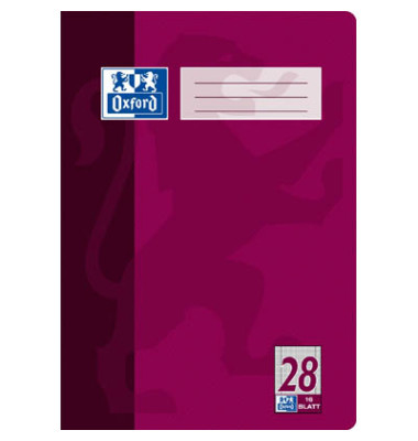 Schulheft 100050314 Serie- Schule, Lineatur 28 / kariert, A4, 90g, pflaume, 16 Blatt / 32 Seiten