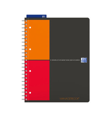 Collegeblock 400010756 Managerbook, kariert / kariert Rand beidseitig, A4, 80g, schwarz, 160 Blatt