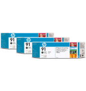 Druckerpatrone vivera 91 (C9480A), Dreierpack, 3x schwarz matt
