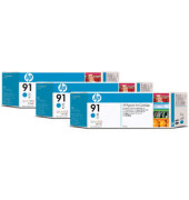 Druckerpatrone vivera 91 (C9483A), Dreierpack, 3x cyan