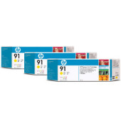 Druckerpatrone vivera 91 (C9485A), Dreierpack, 3x gelb