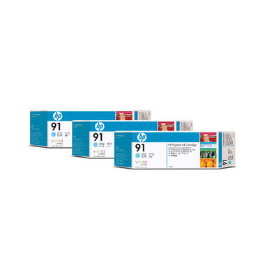 Druckerpatrone vivera 91 hellcyan 775ml 3er Pack