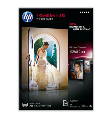 Fotopapier Premium Plus CR672A, A4, für Inkjet, 300g weiß glänzend einseitig bedruckbar