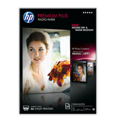 Fotopapier Premium Plus CR673A, A4, für Inkjet, 300g weiß seidenmatt einseitig bedruckbar