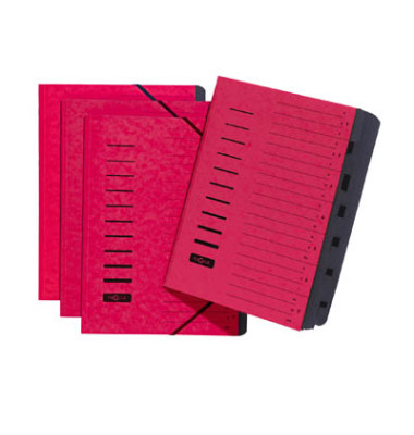 Ordnungsmappe - 40058-01, 1-7, rot, Din A4, 7 F&auml;cher