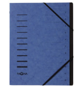 Ordnungsmappe A4 12-teilig blau Aufdruck 1-12 auf dem Deckel mit Ec