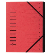 Ordnungsmappe A4 12-teilig rot Aufdruck 1-12 auf dem Deckel mit Ec