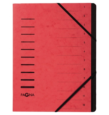 Ordnungsmappe Sorting File 40059-01, 1-12, rot, Din A4, 12 F&auml;cher