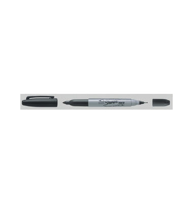 Permanentmarker Twin Tip, S0811100, schwarz, 0,5-1mm Rundspitze/doppel