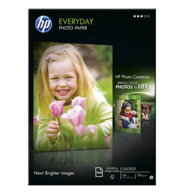 Fotopapier Everyday Q2510A, A4, für Inkjet, 200g weiß glänzend einseitig bedruckbar