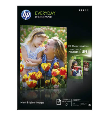 Fotopapier Everyday Q5451A, A4, für Inkjet, 200g weiß glänzend einseitig bedruckbar