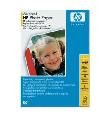 Fotopapier Advanced Q5456A, A4, für Inkjet, 250g weiß glänzend einseitig bedruckbar