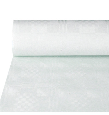 Tischl&auml;ufer Damast 12540, wei&szlig; / Uni, 100cm x 10m