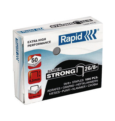 Heftklammern Extra High Performance Super Strong 26/8+, 24861600, Stahldraht verzinkt, Heftleistung 50 Blatt max.