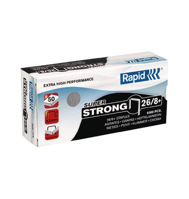 Heftklammern Super Strong 24862200, Stahldraht verzinkt, 26/8+, Heftleistung 50 Blatt max.
