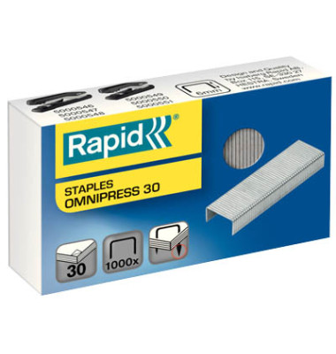 Heftklammern Omnipress 30, 5000559, Stahldraht verzinkt, Heftleistung 30 Blatt max.