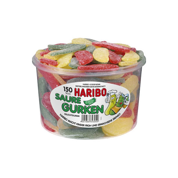 4001686343050 - Saure Gurken Erdbeere Himbeere Zitrone Fruchtgummi 150 Stück Packung 1350 g