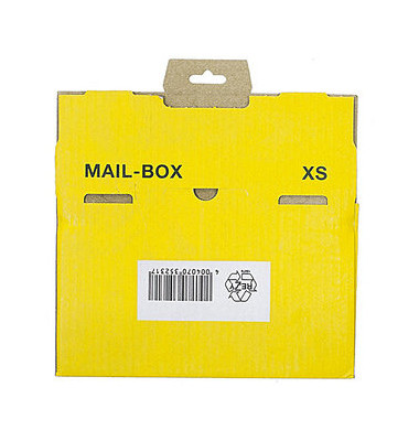 Maxibriefkarton Mail-Box XS 212 151 020 gelb, porto-optimiert, bis DIN A6+, innen 244x145x43mm, Karton