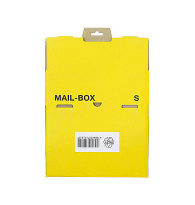 Versandkarton Mail-Box S 212 151 120 gelb, bis DIN A5+, innen 249x175x79mm, Karton