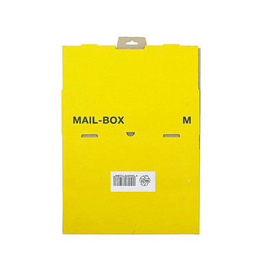 Versandkarton Mail-Box M 212 151 220 gelb, bis DIN A4+, innen 331x241x104mm, Karton