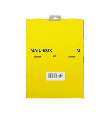 Versandkarton Mail-Box M 212 151 220 gelb, bis DIN Dokumenten- oder Warenversand von Artikeln bis zum A4-&Uuml;berformat, Versand mit