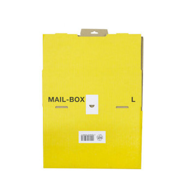 Versandkarton Mail-Box L 212 151 320 gelb, bis DIN A4+, innen 395x248x141mm, Karton