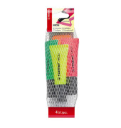 Textmarker-Set neon, 72/4-1, Etui, gr&uuml;n/gelb/orange/pink, 2-5mm Keilspitze