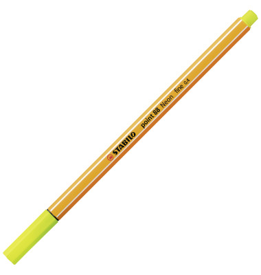 Fineliner point 88, 88/024, orange, wei&szlig;e Streifen (Schreibfarbe: neongelb), 0,4mm