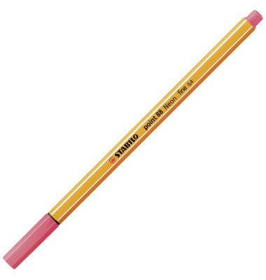 Fineliner point 88, 88/040, orange, wei&szlig;e Streifen (Schreibfarbe: neonrot), 0,4mm