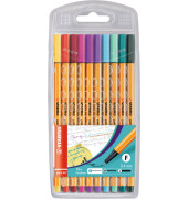 Fineliner-Set point 88, 8810-1, orange, wei&szlig;e Streifen (Schreibfarbe: 10-farbig sortiert), 0,4mm
