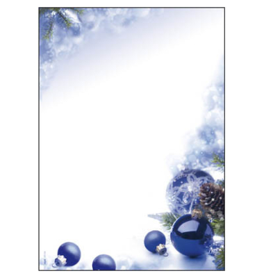 Weihnachtsbriefpapier Weihnachtskugeln Blue Harmony DP034, A4, 90g