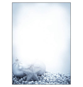 Weihnachtsbriefpapier Weihnachtskugeln / Perlen / Stern Blue Mystery DP081, A4, 90g