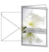 Trauerkarten weiße Amaryllis DS006 11,5cm x 17cm (BxH) 220g stille Anteilnahme Amaryllis Motiv Karton, Kunststoff-kaschiert FSC