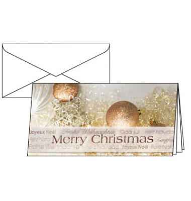 Weihnachtskarten Christmas Glitter Din Lang inkl. weißen Umschlägen DS029