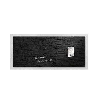 Glas-Magnetboard artverum GL 249, 130x55cm, schwarz, Design Schiefer Stone